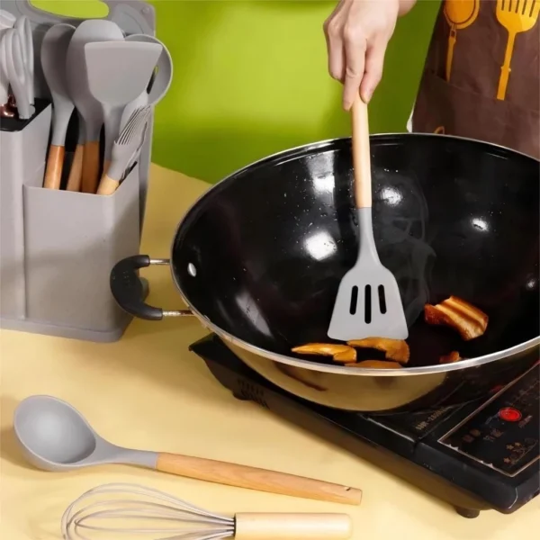 SH01 - Kit 19 Pçs De Utensílios Facas Silicone e Plástico Cozinha Jogo Completo Batedeira Colher Pegador - Imagem 7