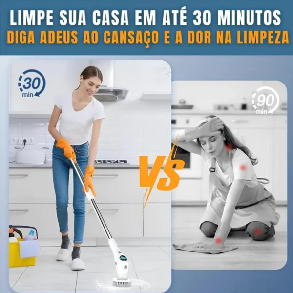 SH02 - Esfregão Elétrico Sem fio Limpeza Pesada Multiuso 360 Recarregável - Imagem 3