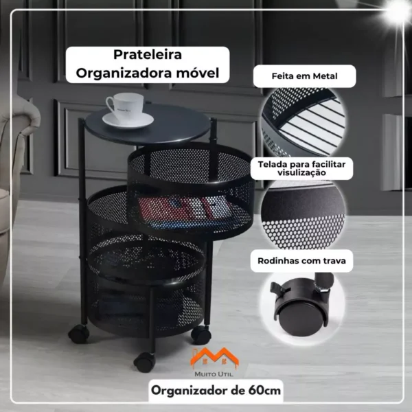 SH03 - Fruteira Organizador de Cozinha Articulado 3, 4 ou 5 Andares Com Rodinhas