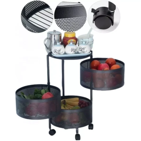SH03 - Fruteira Organizador de Cozinha Articulado 3, 4 ou 5 Andares Com Rodinhas - Imagem 3