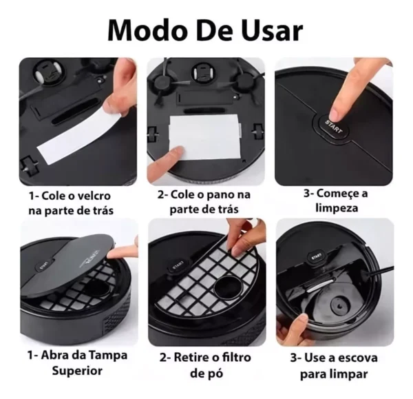 SH05 - Robô Varredora/Aspirador De Pó Automática 3 Em 1 Limpeza Doméstica Robótico Inteligente E Silencioso - Imagem 7