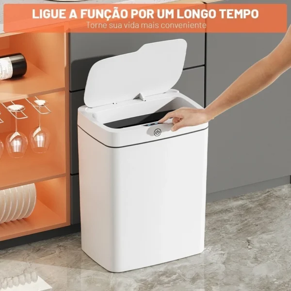 SH08 - Lixeira USB 15L recarregável com sensor automático inteligente para quarto, banheiro, cozinha - Imagem 2