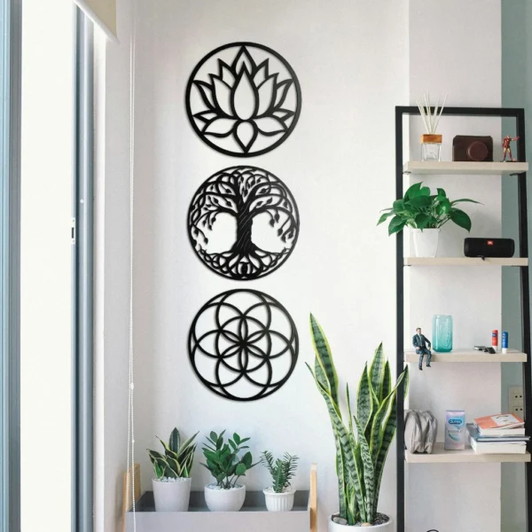 SH12 - Kit 3 Mandalas Decorativas MDF 3mm Vários Tamanhos - Celebração da Vida - Imagem 3