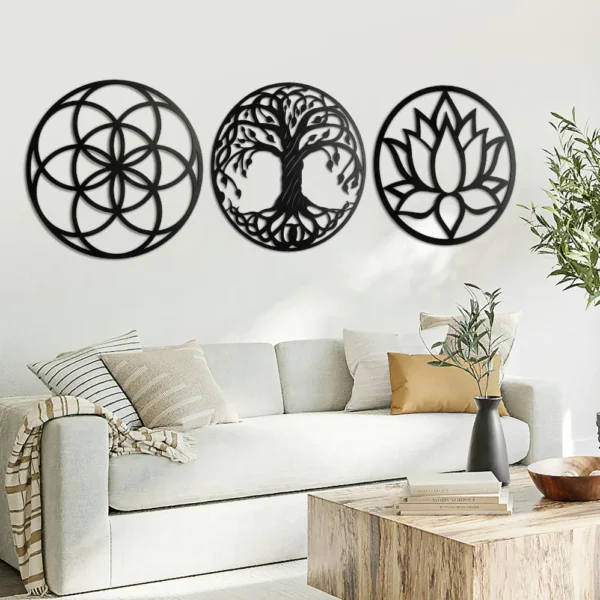 Kit 3 Mandalas Decorativas MDF 3mm Vários Tamanhos - Celebração da Vida