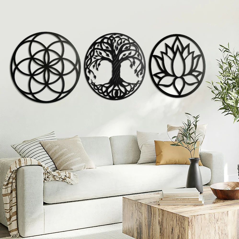 Kit 3 Mandalas Decorativas MDF 3mm Vários Tamanhos - Celebração da Vida