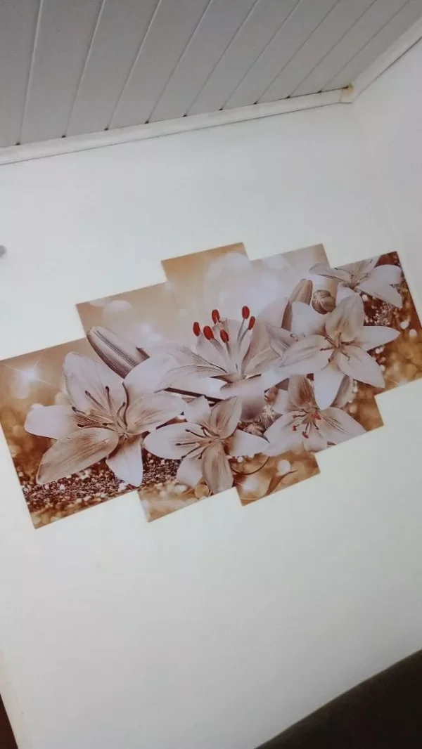 SH15 - Quadros Decorativo 5 peças Flores Lírio Decoração Casa Variedades Sala Quarto - Imagem 5