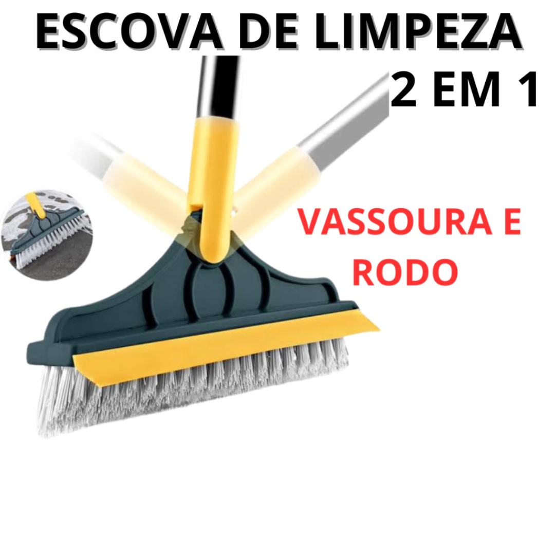 Escova De Limpeza Esfregão 2 Em 1 Vassoura Rodo Chão Cozinha Banheiro