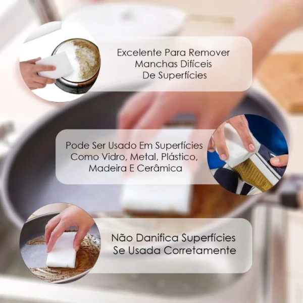 SH22 - Esponja Mágica Bucha Melamina Tira Mancha Original Desengordura Limpeza - Imagem 5