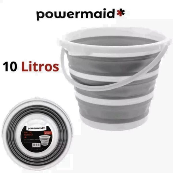 SH23 - Kit Com Balde Retrátil 10 Litros E Cesto Dobrável 26 Litros - Imagem 2