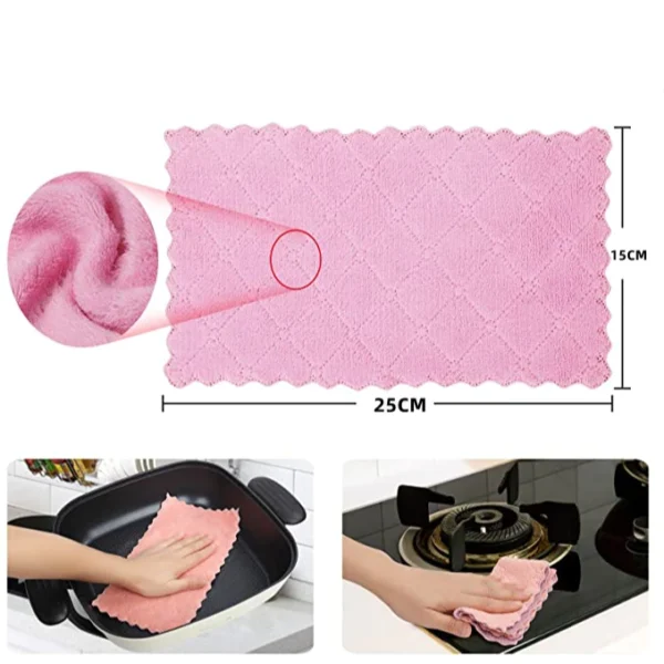 SH25 -  Pano De Limpeza Alta Qualidade Pano Super Absorvente Microfibra Para Toalha De Limpeza Limpar De Cozinha - Imagem 5