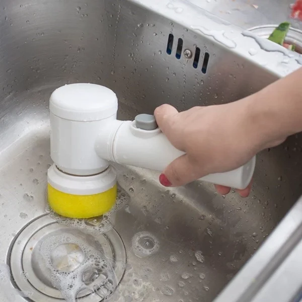 SH26 - Escova Eletrica de Limpeza 5 em 1 Sem Fio Limpador Multiuso Pratico Para Cozinha , Banheiro prático - Imagem 3