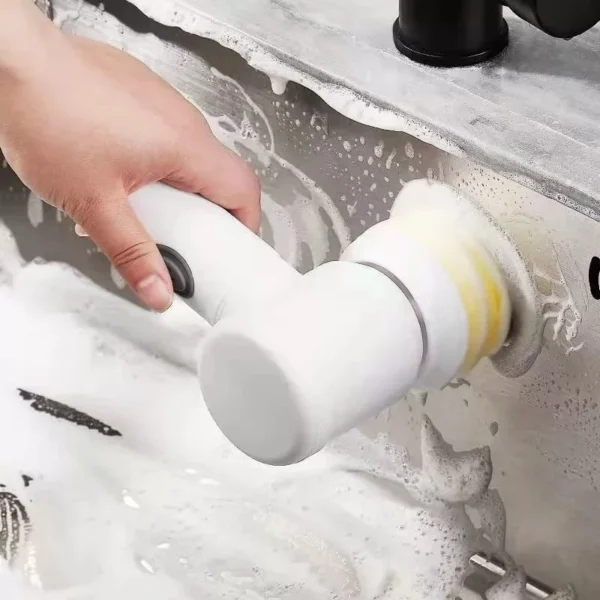 SH26 - Escova Eletrica de Limpeza 5 em 1 Sem Fio Limpador Multiuso Pratico Para Cozinha , Banheiro prático - Imagem 4