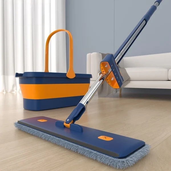SH30 - Conjunto De Esfregão E Balde Dobrável De Microfibra Com Raspador De Desaguamento - Imagem 2