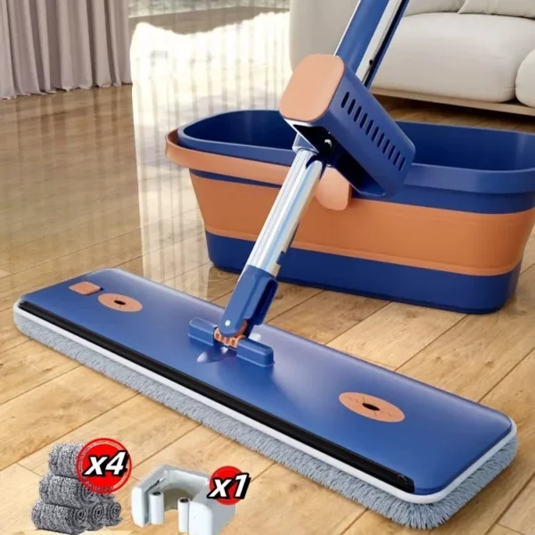 SH30 - Conjunto De Esfregão E Balde Dobrável De Microfibra Com Raspador De Desaguamento - Imagem 3