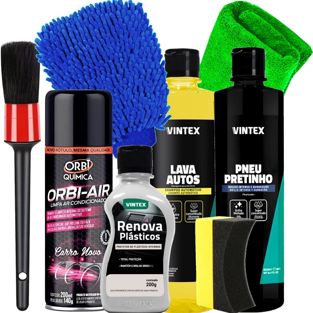 Kit Produtos para Estética de Carro Moto Lava Rápido Limpeza Automotiva Vonixx Vintex 8 Itens