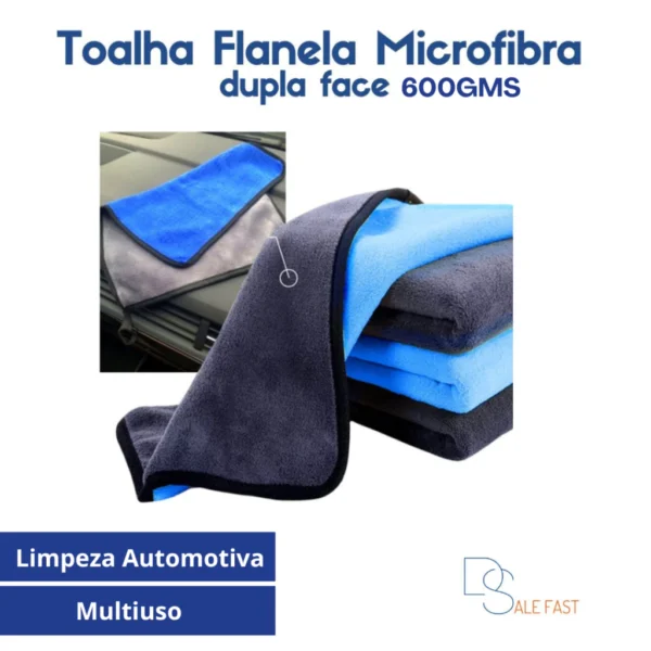 SH37 - Toalha Microfibra 2 Lados 600GMS Limpeza Automotiva - Imagem 2