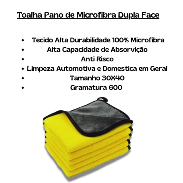 SH37 - Toalha Microfibra 2 Lados 600GMS Limpeza Automotiva - Imagem 3