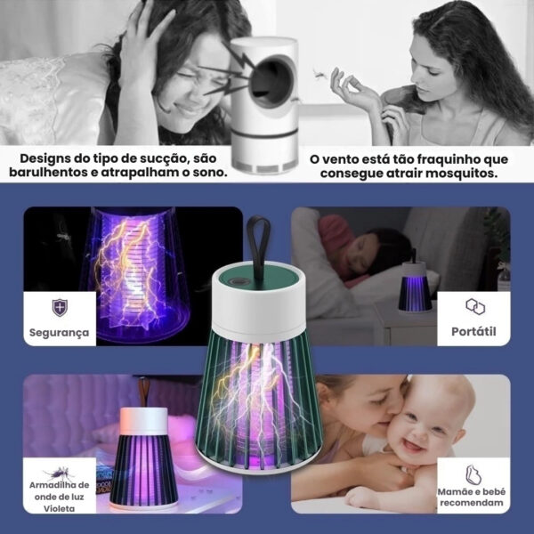 SH39 - Lâmpada Elétrica 1200 mAh Mata Mosquitos Com Luz UV Usb Recarregável Armadilha Para Insetos - Imagem 6