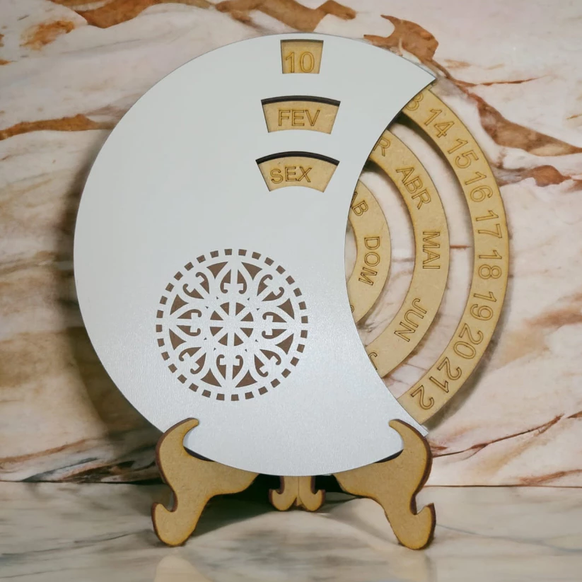 Calendário Permanente de Mesa Decorativo em MDF