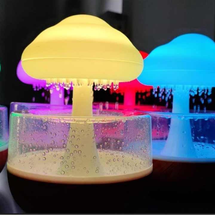 Umidificador Difusor De Aroma De design Nuvem e Chuva 7 Cores Luz Noturna recarregar