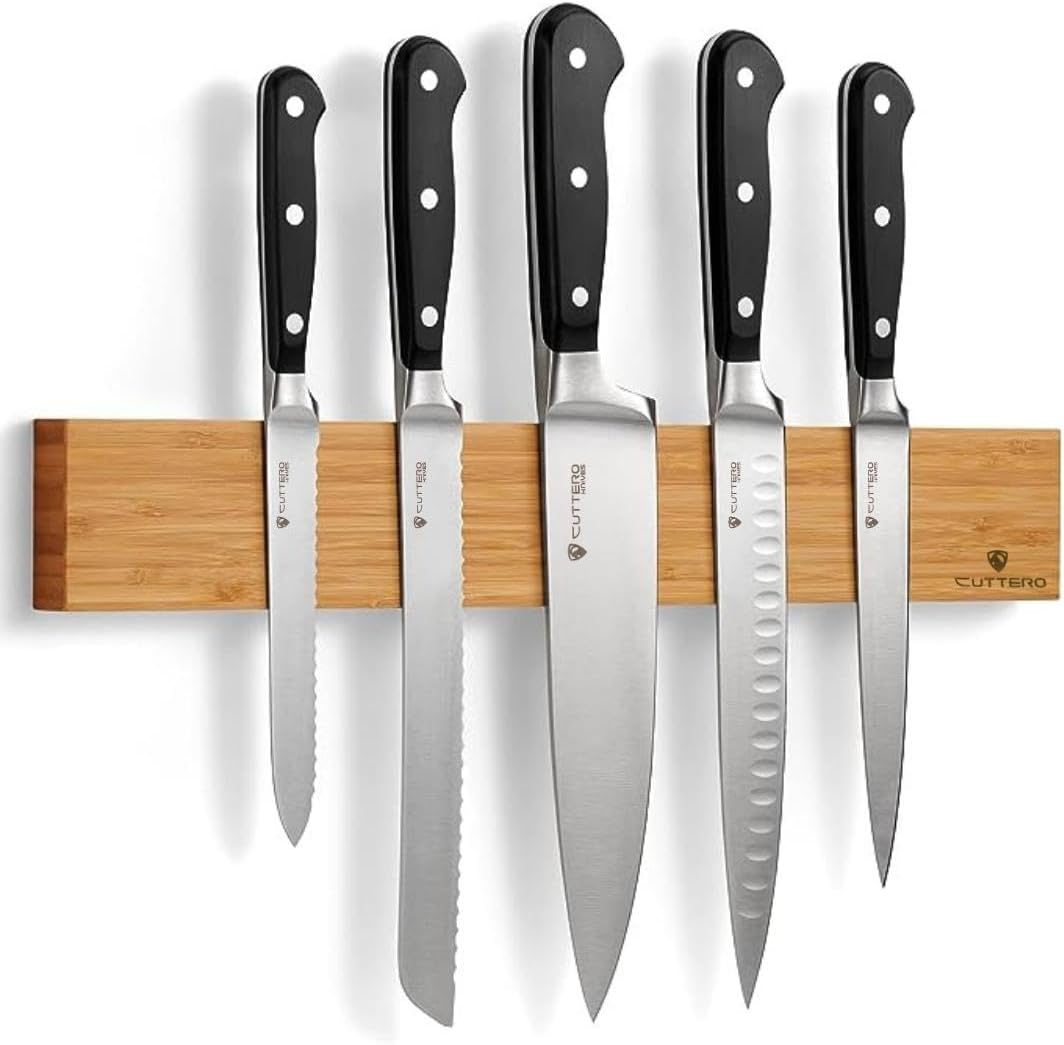 Barra Magnética para Facas Bamboo 40cm, Imã Parede, Porta Faca, Suporte Cozinha