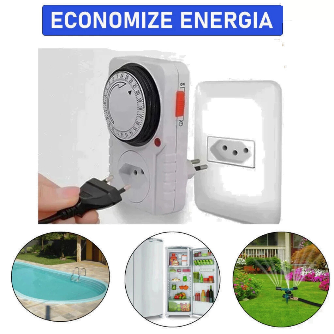 Temporizador Analógico Timer Manual Tomada Liga Desliga Energia 110v / 220v Tomada Inteligente