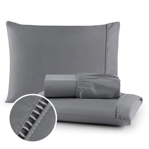 SH79 - Jogo de Lençol 03 Peças 400 Fios Cama Casal Queen - Imagem 2