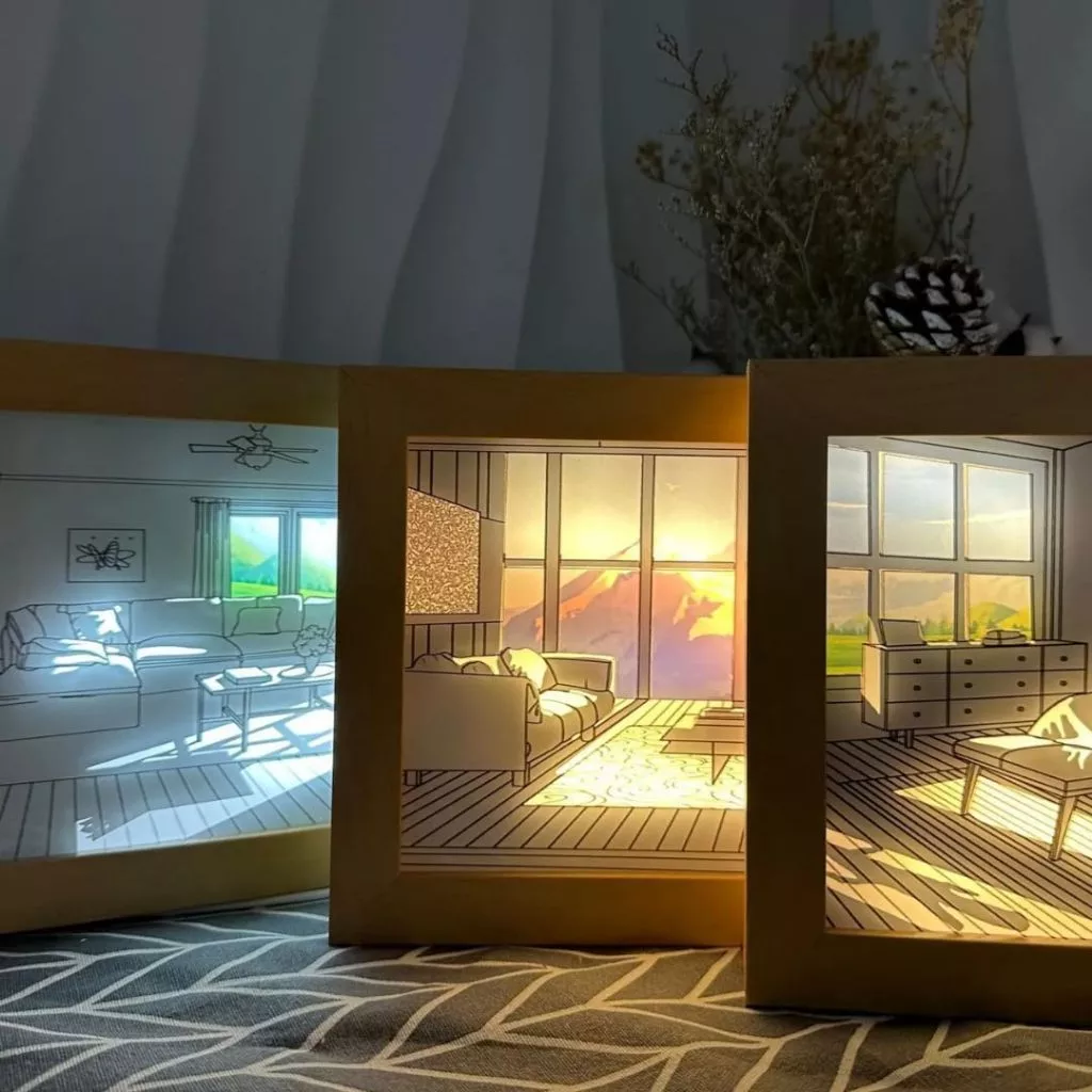 SH123 - Quadro Decorativo com Controle de Iluminação Com Suporte Quadro Luz LED