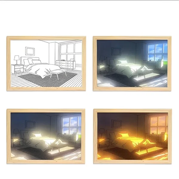 SH123 - Quadro Decorativo com Controle de Iluminação Com Suporte Quadro Luz LED - Imagem 5