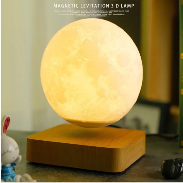 SH145 - Luminária Led Noturna Lua Levitação Magnética Rotativas De Toque 3 Cores - Imagem 2