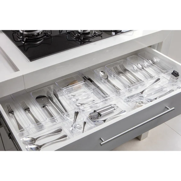 SH143 - Kit 10 Organizadores Acrílico Transparente Empilhável Modular - Imagem 2
