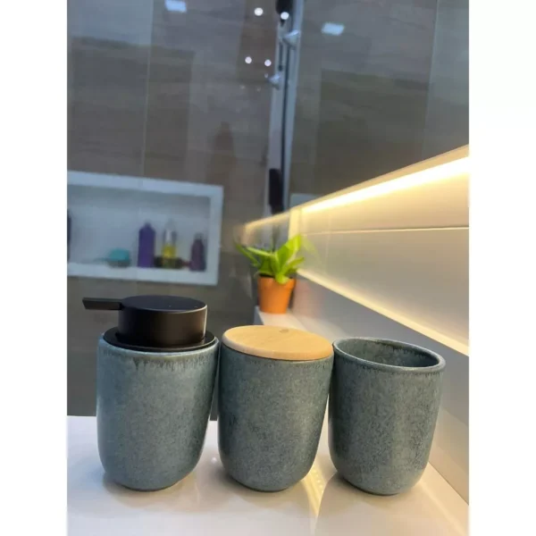 SH155 - Kit para banheiro Veneza dispenser sabonete líquido, porta escova, pote com tampa - Imagem 7