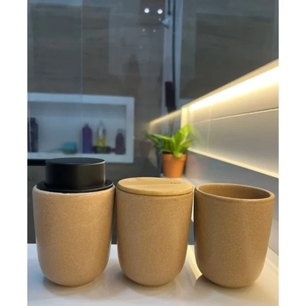 SH155 - Kit para banheiro Veneza dispenser sabonete líquido, porta escova, pote com tampa - Imagem 3