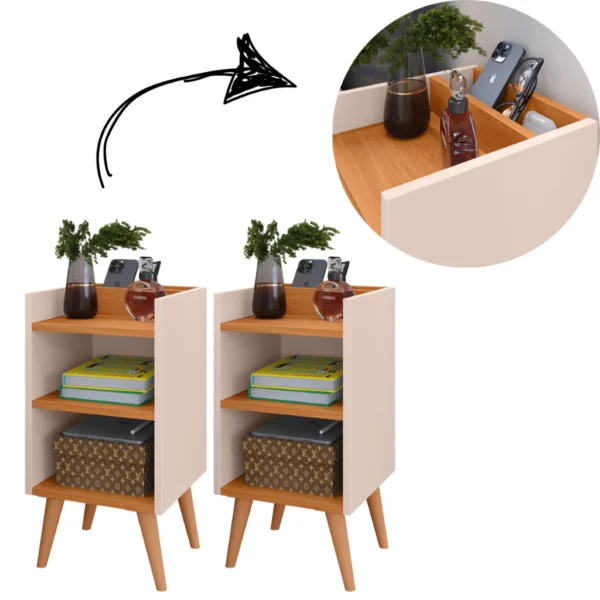 SH159 - Conjunto 2 Mesa de Cabeceira MAX Modulada Cabeceira Adesiva - Imagem 7