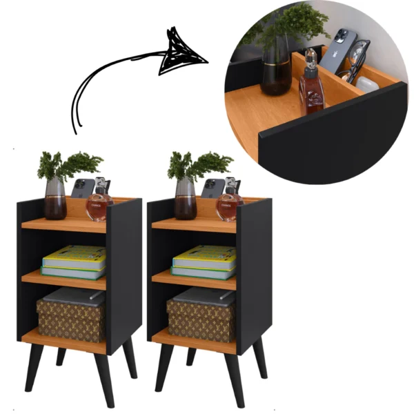 SH159 - Conjunto 2 Mesa de Cabeceira MAX Modulada Cabeceira Adesiva - Imagem 9