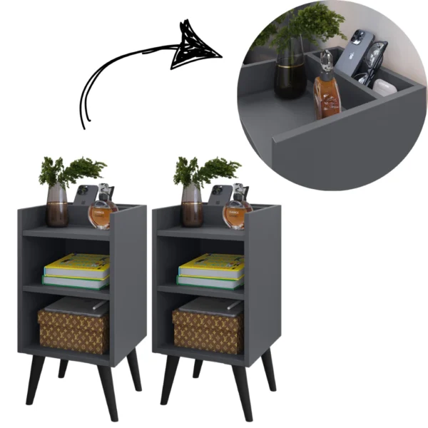 SH159 - Conjunto 2 Mesa de Cabeceira MAX Modulada Cabeceira Adesiva - Imagem 8