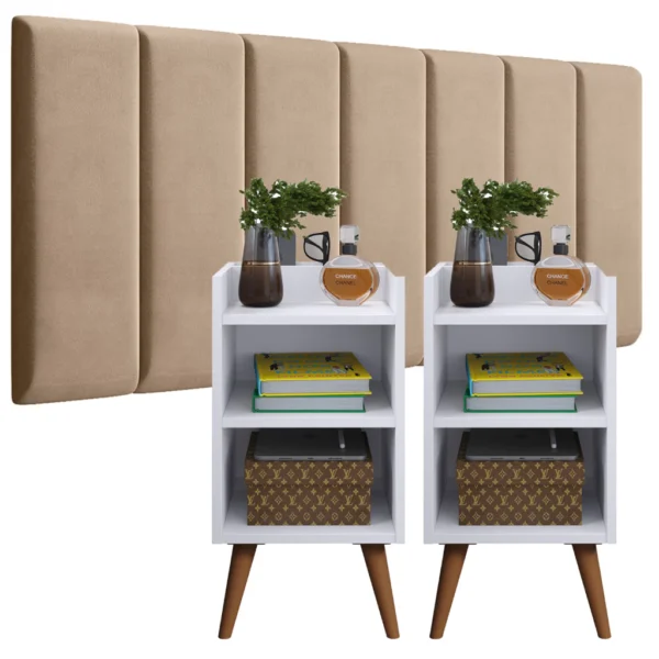 SH159 - Conjunto 2 Mesa de Cabeceira MAX Modulada Cabeceira Adesiva - Imagem 3