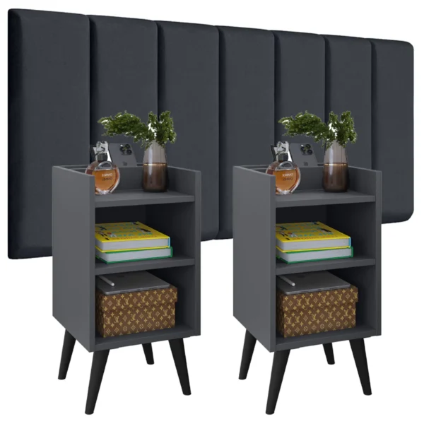 SH159 - Conjunto 2 Mesa de Cabeceira MAX Modulada Cabeceira Adesiva - Imagem 5
