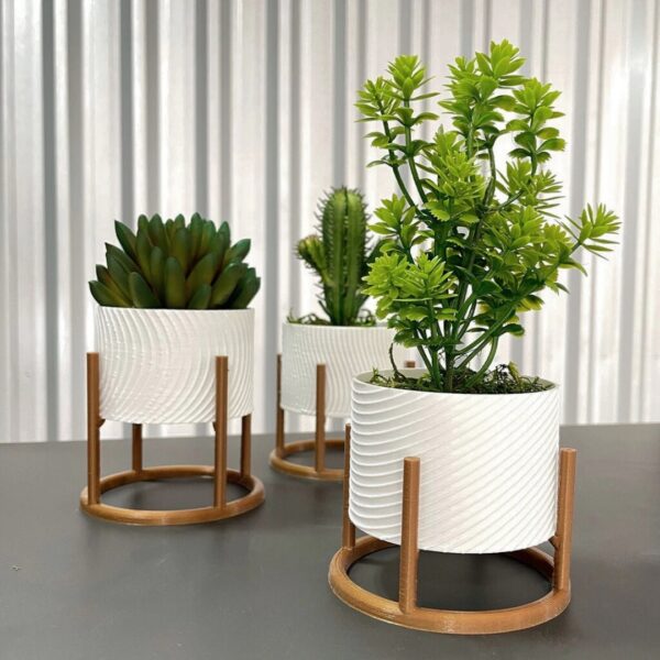 SH158 - Trio de Vasos Cachepot com Suporte Para Cactos ou Suculentas - Imagem 3