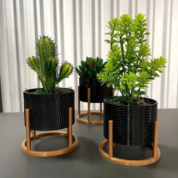 SH158 - Trio de Vasos Cachepot com Suporte Para Cactos ou Suculentas - Imagem 2