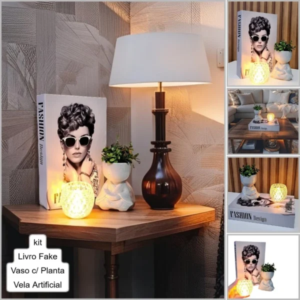 SH150 - Kit Livro Decorativo Fake Capa Dura com Porta Objetos + Enfeite Ornamentos - Imagem 6