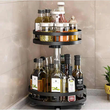 Prateleira Organizadora Rotativa 2 Camadas Multiuso Para Cozinha